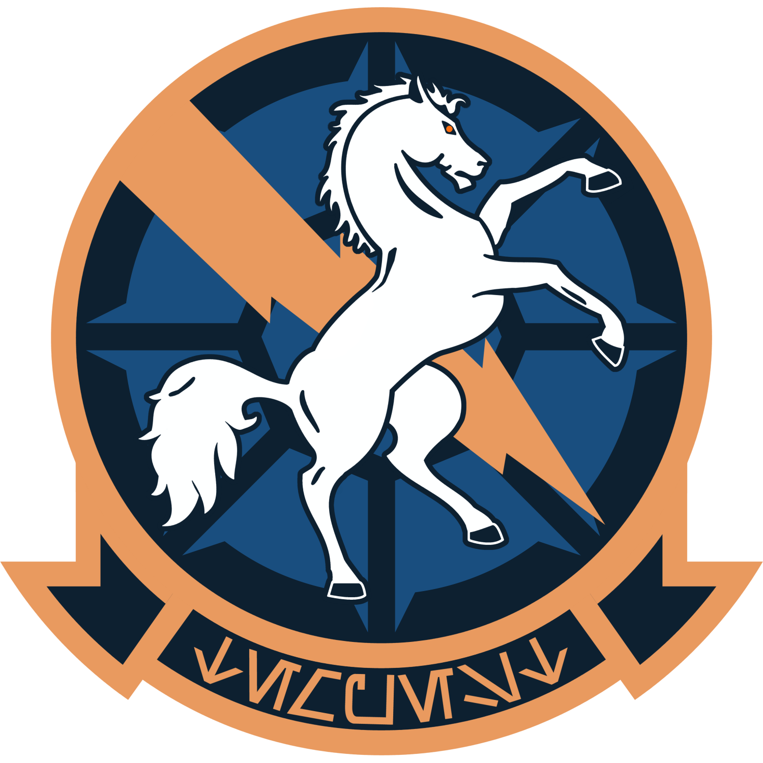 Tempest Squadron logo, featuring a horse rearing in front of a lightning bolt.